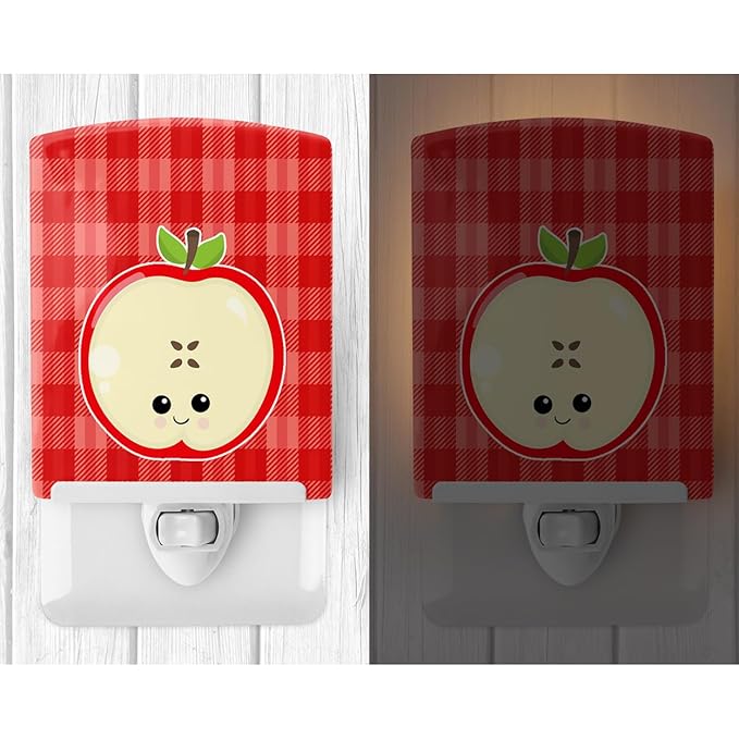 Caroline's Treasures BB6983CNL Apple Face Ceramic Night Light Compact, UL-Certified, Ideal for Bedroom, Bathroom, Nursery, Hallway, Kitchen, 6x4x3, Multicolor