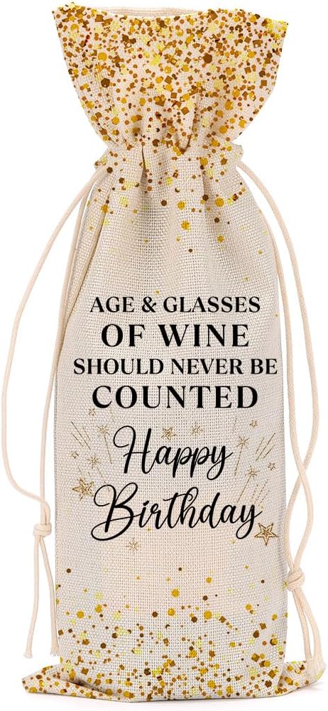 Happy Birthday Gifts for Women Wine Bag Birthday Present 20th 30th 40th 50th Birthday Gifts for Men Coworkers Lady Friend Bestie Him Anniversary Wine Bags