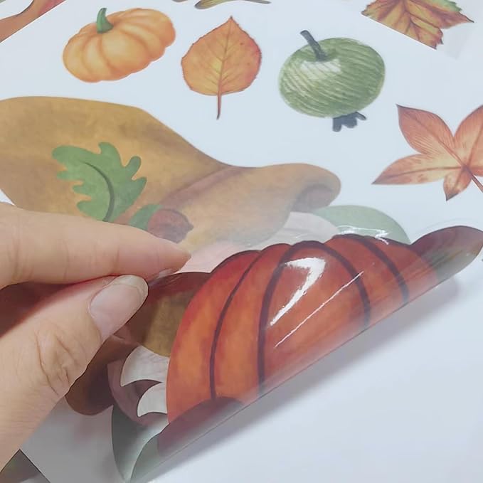 Fall Window Clings Autumn Window Stickers 9 Sheet Window Wall Decals for Home Fall Thanksgiving Decorations Cute Gnome Maple Leaves Pumpkin Stickers