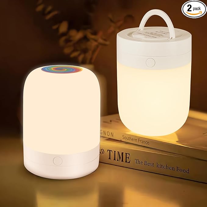 Small Nursery Night Light for Kids,13 Colors Dimmable Night Lamp for Bedroom, Portable Stepless Dimming Nursery Lamp,Color Changing LED Touch Nursery Lamp for Children,Rechargeable Toddler Night Light