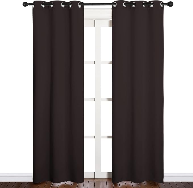 NICETOWN Thermal Curtains 84" Long, Energy Smart Thermal Insulated Solid Grommet Blackout Curtains/Drapes Window Panels (2 Panels, 34-inch x 84-inch, Toffee Brown)