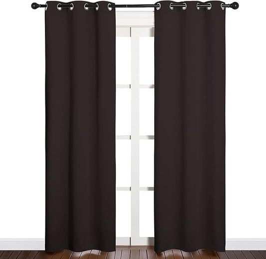 NICETOWN Thermal Curtains 84" Long, Energy Smart Thermal Insulated Solid Grommet Blackout Curtains/Drapes Window Panels (2 Panels, 34-inch x 84-inch, Toffee Brown)
