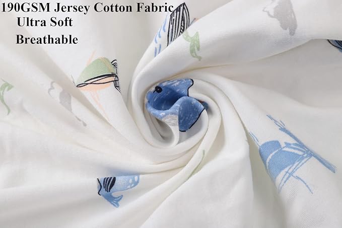 Bassinet Sheets Compatible with UPPAbaby Bassinet, 2 Pack Fitted Sheets, 100% Jersey Knit Cotton 190GSM, Ultra Soft Breathable, Dolphin and Whale