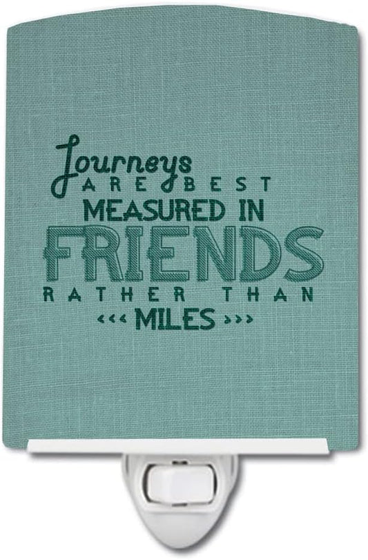 Caroline's Treasures BB5462CNL Journeys are Measured in Friends Ceramic Night Light Compact, UL-Certified, Ideal for Bedroom, Bathroom, Nursery, Hallway, Kitchen, 6x4x3, Multicolor