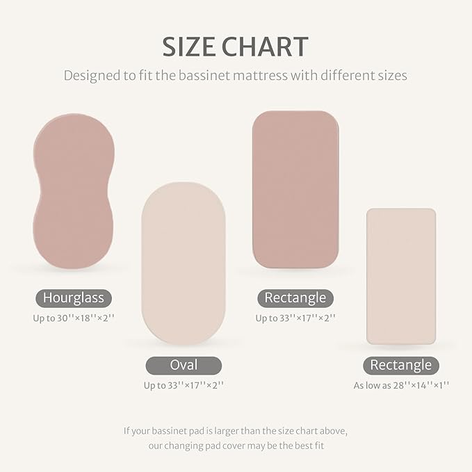 Blissful Diary Muslin Bassinet Sheets for Baby Girls Boys, Boho Soft Cotton Fitted for Oval Hourglass Rectangle Mattress, 2 Pack(Dusty Pink&Cream)