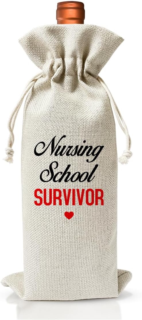 Nursing School Graduation Gift Wine Bag, Med School Graduation Party Decoration Favors, Nurse Day Nurse Week Gift Bag For Women Coworker, Med School Graduation Gift, Linen Wine Bag