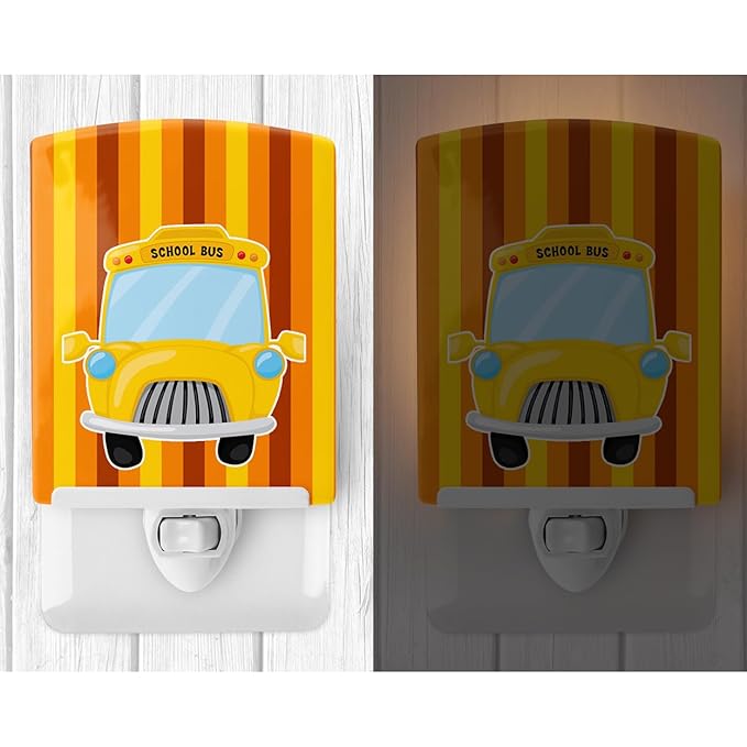 Caroline's Treasures BB8868CNL Back to School Bus Ceramic Night Light Compact, UL-Certified, Ideal for Bedroom, Bathroom, Nursery, Hallway, Kitchen, 6x4x3, Multicolor