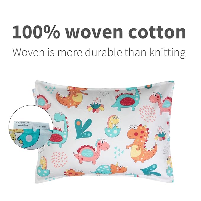 ALVABABY Toddler Pillow Cover Fits 13 x 18,12x 16 Kids Pillow 2 Pack Cotton Sleep Travel Pillowcases with Envelope Baby Children Pillowcase for Boys Girls Strawberry Fox