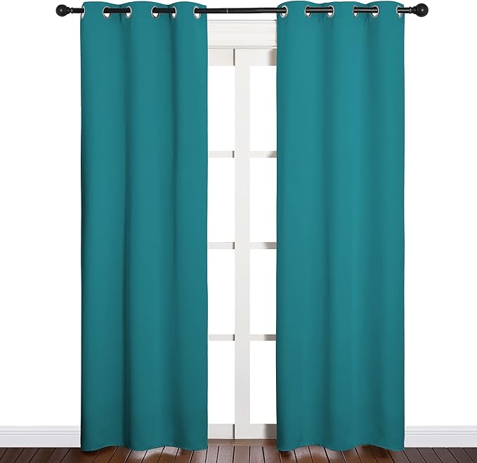 NICETOWN Room Darkening Curtains 84 inch Length 2 Panels, Thermal Insulated Grommet Blackout Curtains for Modern Casual Elegant Bedroom Kids Room Theme Decoration (Peacock Teal, 2 Pieces, W34)