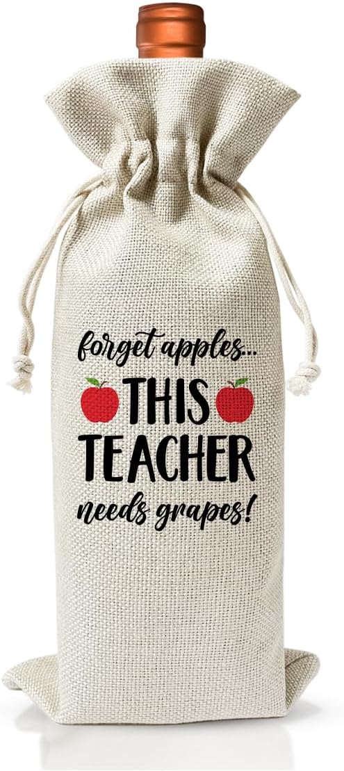 Teacher's Day Gift Wine Bag, This Teacher Need Grapes, Back to School Teacher Gift, Thank You Gift Bag For Women, Graduation Party Decor, Best Teacher Retirement Appreciation Day Idea Gift