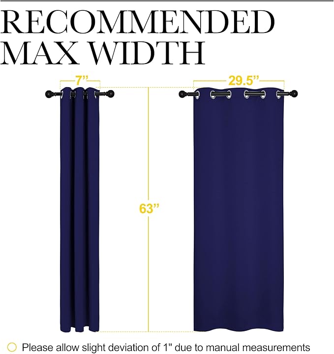 NICETOWN Blackout Draperies Curtains, All Season Thermal Insulated Solid Grommet Top Blackout Curtains/Drapes for Kid's Room (Royal Blue, 1 Pair, 34 x 63 inches)
