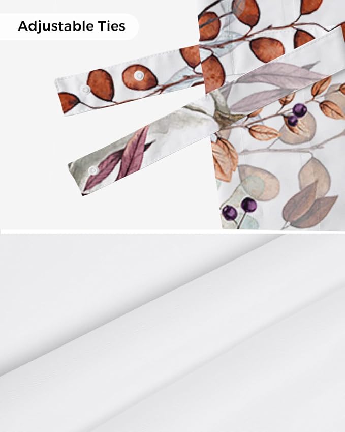 Fall Thanksgiving Blackout Tie Up Valance Curtains for Kitchen Windows Watercolor Autumn Pumpkins Eucalyptus Leaves Window Toppers Balloon Shades for Living Room/Bathroom/Bedroom,60" X 18",Blue Orange