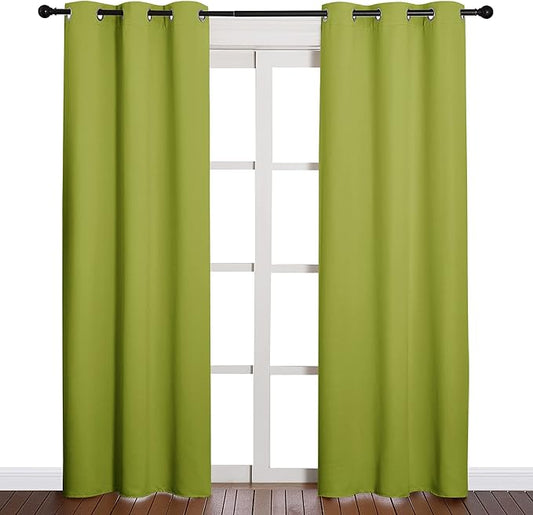NICETOWN Window Treatment Thermal Insulated Solid Grommet Blackout Curtains/Drapes for Bedroom (2-Pack, 42 by 84 Long, Fresh Green)