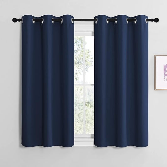 NICETOWN Blackout Curtain Panels, Window Treatment Energy Saving Thermal Insulated Solid Grommet Blackout Drapes/Draperies (Navy, 1 Pair, 42 by 50-inch)
