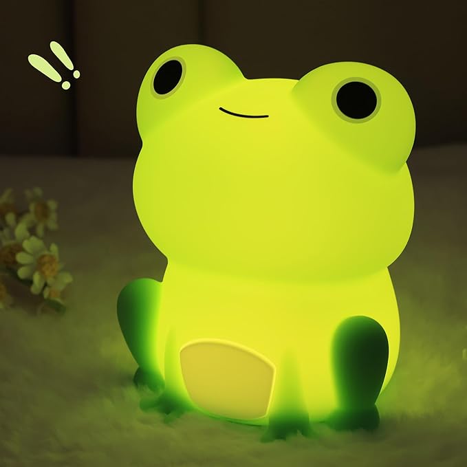Frog Night Light, Frog Gifts for Girl, Frog Lamp Gifts Bedside Lamp for Nursery, ABS+SIL, Touch Control, Portable and Rechargeable Dimmable, Birthday Gifts for Boys Girls