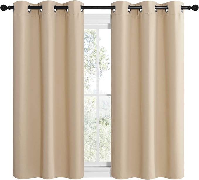 NICETOWN Room Darkening Draperies Window Curtain Panels, Thermal Insulated Grommet Room Darkening Curtains for Bedroom (Biscotti Beige, 2 Panels, W42 x L50 -inch)