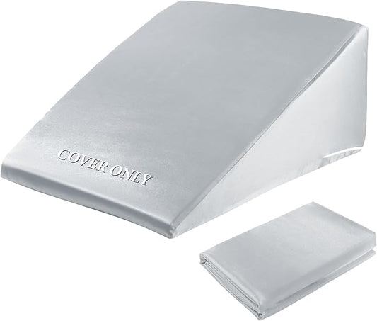 HOMBYS Satin Bed Wedge Pillow Cover Silky & Smooth Wedge Pillowcase 1 Pack 24x24x7.5, Soft & Breathable, Removable & Machine Washable-Zipper Design (Pillow Not Include), Light Grey