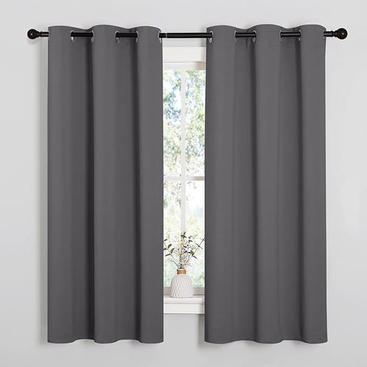NICETOWN Thermal Insulated Grommet Blackout Curtains for Bedroom (2 Panels, W42 x L63 -Inch, Grey)