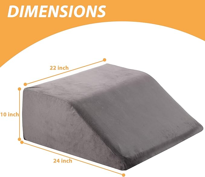 Leg Elevation Pillows, Leg Pillows for Sleeping, Cooling Gel Memory Foam Top, Wedge Pillow for Legs, Leg Wedges for Circulation, Swelling, After Surgery - Removable Cover (10 Inch, Grey)