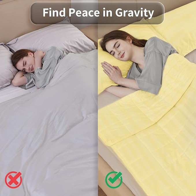 Weighted Blanket,7lbs Heavy Weighted Blanket 40"x60" Breathable Cooling Blanket, Summer Blankets Ultra Soft Comfort Blanket with Glass Beads for All-Season (Yellow)