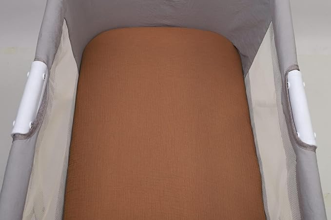 Muslin Bassinet Sheets 30"x 16" Compatible with Fisher-Price Soothing Motions and Dream On Me Lacy Baby Bassinet, 2 Pack 100% Cotton, Natural and Rainbow