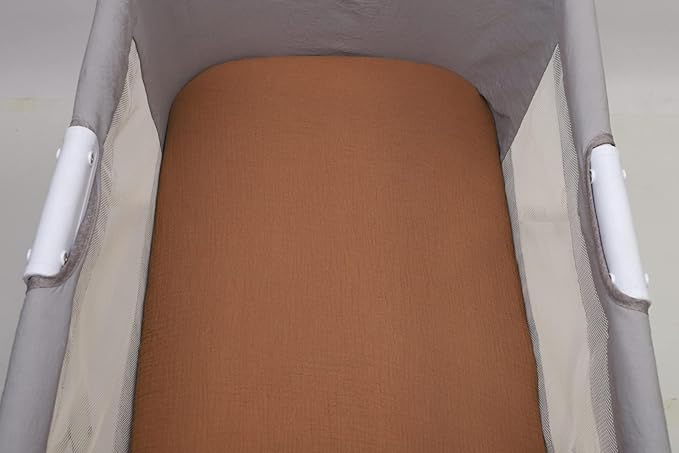 Muslin Bassinet Sheets 29"x 14" for Chicco LullaGo Anywhere, Baby Bjorn Cradle and Other Same Size Mattress Pad, Snuggly Soft 100% Cotton 2 Pack, Natural and Rainbow