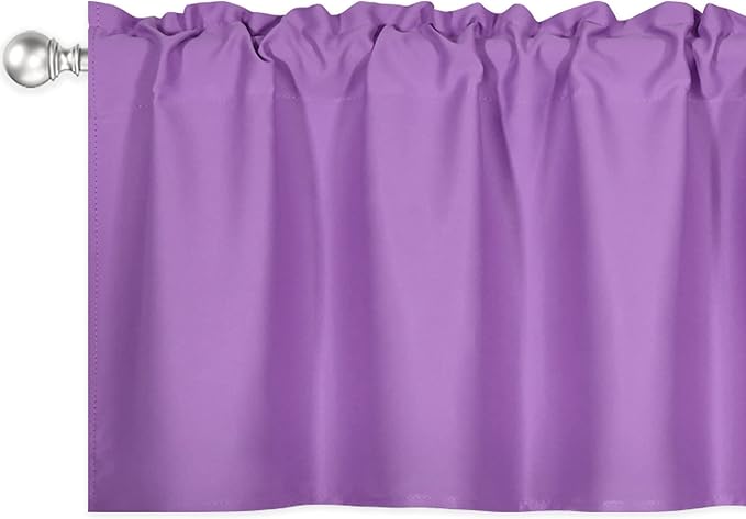 Light Purple Extra Wide Valance for Windows 100x18 Inch Solid Thermal Insulated Blackout Rod Pocket Kitchen Short Curtain Toppers Extra Wide Valance for Bathroom Living Room, Lilac Lavender