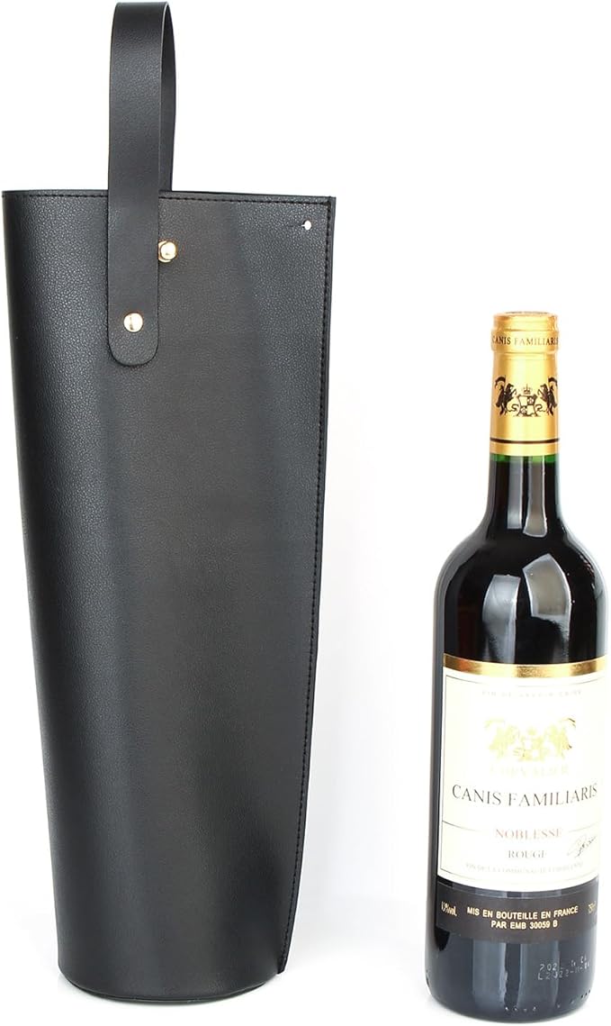 Wine Gift Bag, Reusable PVC Leather Wine Tote Carrier, Double Layered bag, Birthday Bridal Showers Holiday Gifts