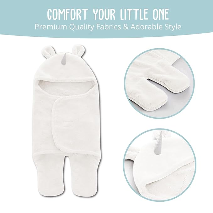 BlueMello Baby Swaddle Blanket | Ultra-Soft Plush Unicorn Essential for Infants 0-6 Months | Swaddling Wrap White | Ideal Newborn Registry and Toddler Boy Accessories | Perfect Baby Girl Shower Gift