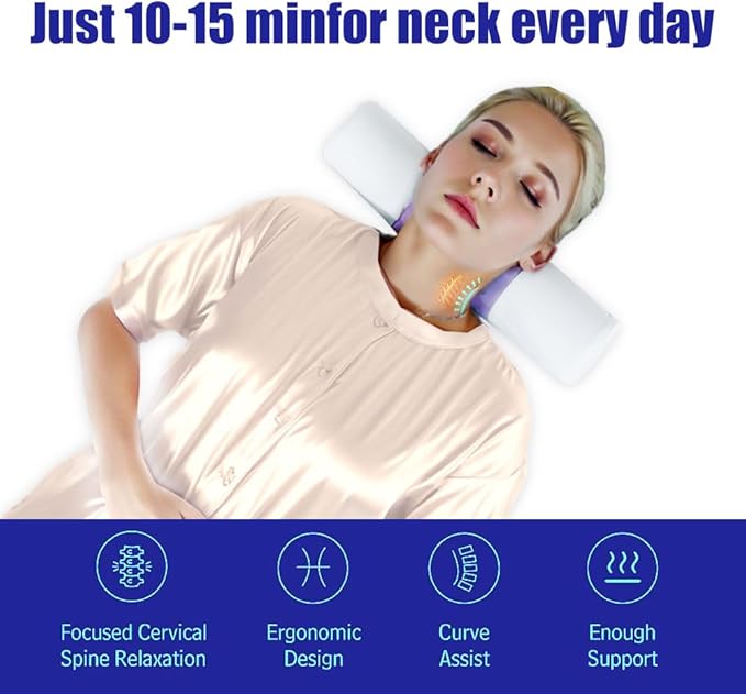 Menlo Park Cervical Neck Roll Memory Foam Pillow, Bolster Pillow, Round Neck Support Pillows for Sleeping,Comfy Cylinder Neck Roll Pillow for Pain Relief with Breathable Cooling Cover,17" L x 4" W