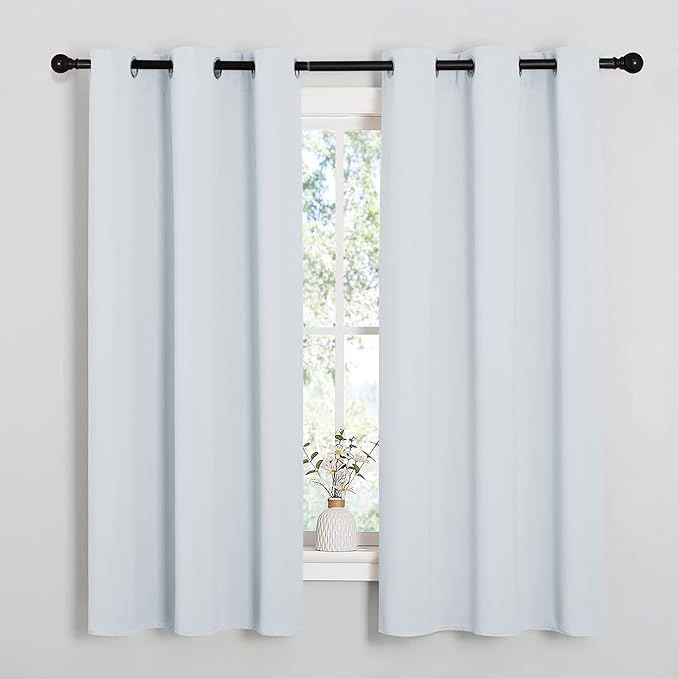 NICETOWN Window Treatment Thermal Insulated Grommet Room Darkening Curtains Drapes for Bedroom(2 Panels,42 by 63,Platinum-Greyish White)