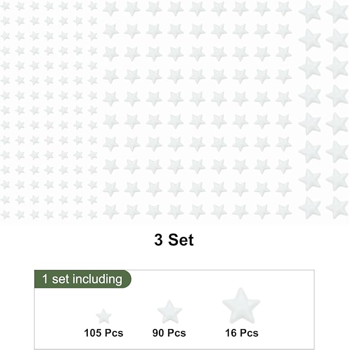 MECCANIXITY Glow in The Dark Star Decals Decor Blue Wall Stickers for Ceiling Bedroom Bedding Room 3 Set