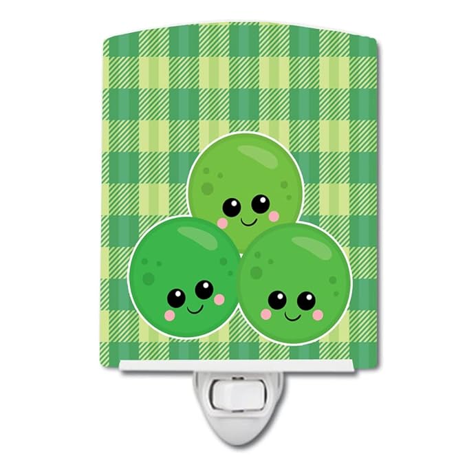 Caroline's Treasures BB6890CNL Three Peas Ceramic Night Light Compact, UL-Certified, Ideal for Bedroom, Bathroom, Nursery, Hallway, Kitchen, 6x4x3, Multicolor