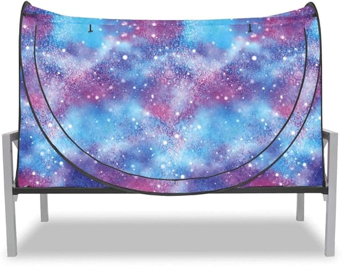 Privacy Pop up Eclipse Bed Tent Bed Drapes (Unicorn Galaxy, Queen)