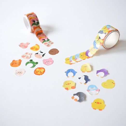 Animals Cute Fun Washi Sticker Tape Decorative Stationery Sticker Roll | Set of 6