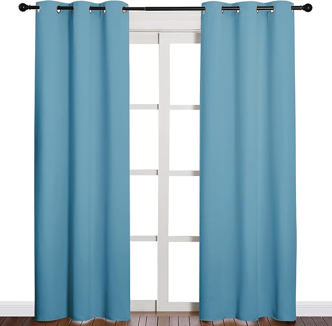 NICETOWN Window Treatment Thermal Insulated Solid Grommet Blackout Curtains/Drapes for Bedroom (Teal Blue, Set of 2 Panels, 42 by 84 Inch)