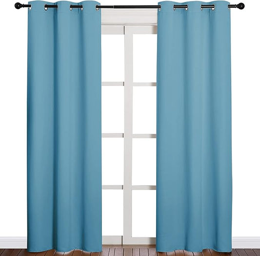 NICETOWN Window Treatment Thermal Insulated Solid Grommet Blackout Curtains/Drapes for Bedroom (Teal Blue, Set of 2 Panels, 42 by 84 Inch)