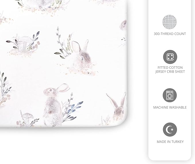 Crib Sheets - Crib Sheets Girl -Crib Sheets Boy - Jersey Sheets - Nursery Bedding - Toddler Bedding Sets for Girls and Boys - Baby Crib Sheets - OILO Studio Crib Sheet Cottontail