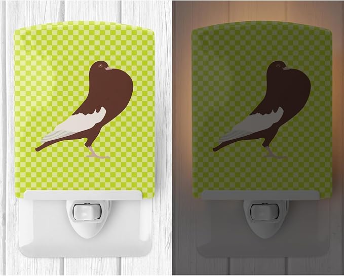 Caroline's Treasures BB7780CNL English Pouter Pigeon Green Ceramic Night Light Compact, UL-Certified, Ideal for Bedroom, Bathroom, Nursery, Hallway, Kitchen, 6x4x3, Multicolor