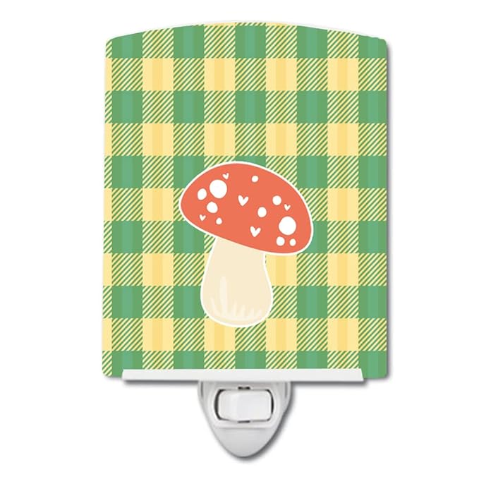 Caroline's Treasures BB6938CNL Mushroom Ceramic Night Light Compact, UL-Certified, Ideal for Bedroom, Bathroom, Nursery, Hallway, Kitchen, 6x4x3, Multicolor