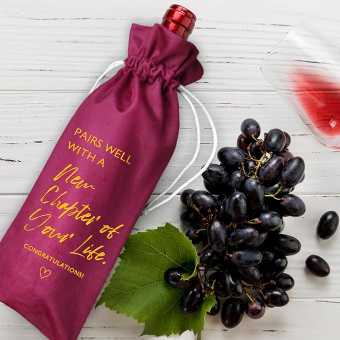 TBITON New Job Gifts Wine Bag, Going Away Gifts for Friends, New Beginnings Gifts for Women, New House, Engagement, Retirement Gift, Pairs Well With a New Chapter of Your Life (New Chapter-Red)