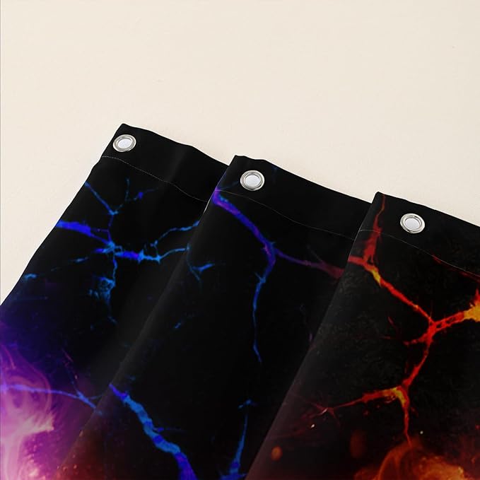 AILONEN Rose Shower Curtain for Bathroom,Purple Red Flame Fire Rose Hearts Print Bath Curtain,Modern Print Decoration Waterproof Shower Curtain with 12 Plastic Hooks, 60" W*72" H