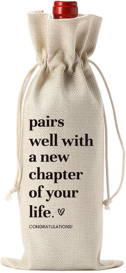 Going Moving Leaving Away Retirement Gifts for Women Friends Coworkers Farewell Gifts Wine Bag Party Decorations New Home Job Beginning Gifts Pairs Well With A New Chapter Wine Bag