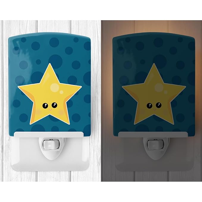 Caroline's Treasures BB7159CNL Weather Night Star Face Ceramic Night Light Compact, UL-Certified, Ideal for Bedroom, Bathroom, Nursery, Hallway, Kitchen, 6x4x3, Multicolor