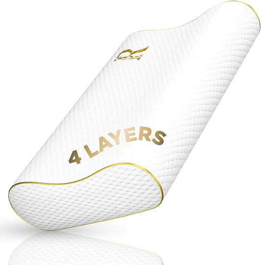 4-Layer King, Contour Pillow, Side Sleeper Pillow, Orthopedic Pillow, Neck Support Pillow, Pillow for Neck Pain, Pillow for Side Sleepers, CertiPUR-US