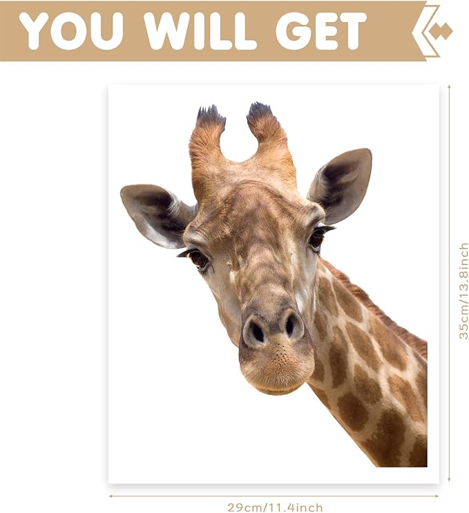 Cute Giraffe Wall Decal Peel and Stick Vinyl Safari Decal Funny Giraffe Sticker Funny Gift for Friends Kids Room Wall Funny Window Decor Fridge Closet Sticker