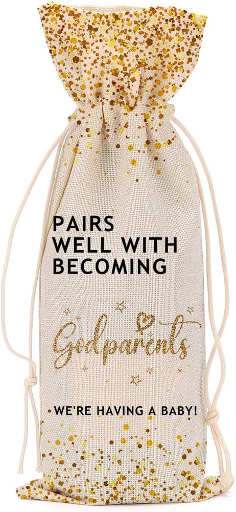 Pregnancy Announcement Wine Bag Grandparents Baby Announcement Baby Announcements Ideas for Women Men Godparents Bestie Sister Female Congratulations Wine Bags