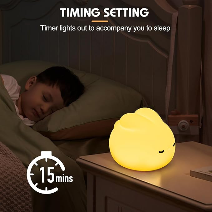 Multicolor Decor Night Light for Kids USB Rechargeable Cute Bunny LED Lamp with Timer & Touch Control Rabbit Shape Dimmable Warm Night Lights for Baby Breastfeeding Sleep Nursery Soft Eye Caring