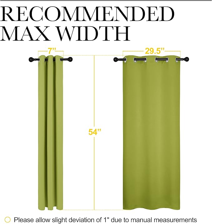 NICETOWN Green Blackout Curtains Window Panels, Window Treatment Thermal Insulated Solid Grommet Blackout Draperies/Drapes for Bedroom (Set of 2, 34 by 54 Long, Fresh Green)