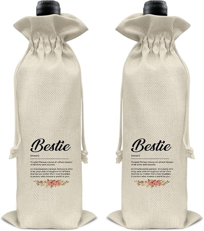 HOIJAUMAI Gift for Bestie, Bestie Gifts for Women Her, Bestie Wine Bag Bestie Definition Wine Gift Bags for Birthday Party